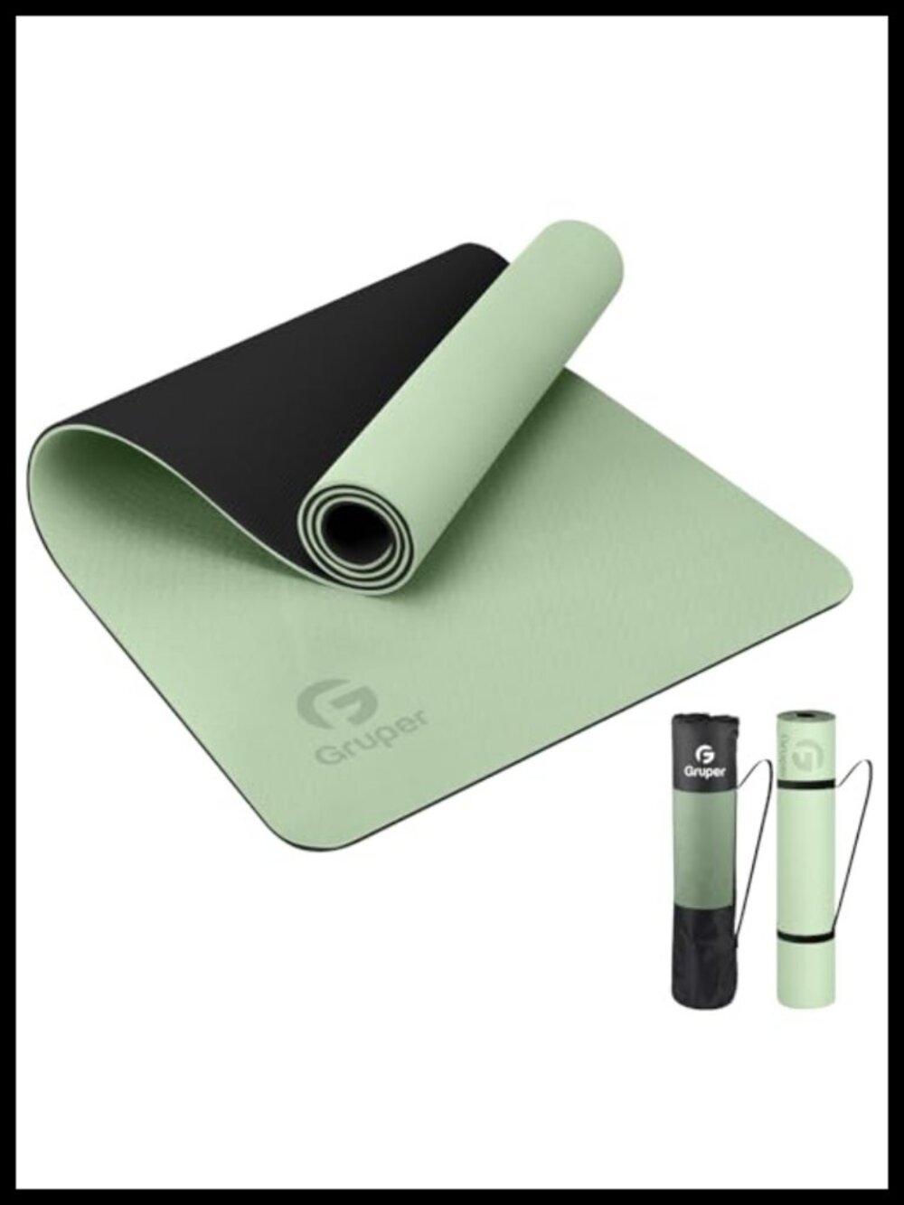 Gruper Yoga Mat Non Slip Eco Friendly TPE Exercise Mat with Carrying Strap